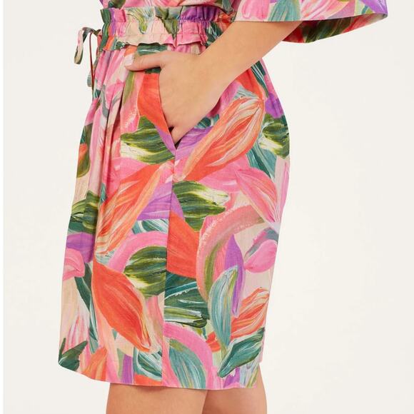 Thought Womens Adella Hemp Tropical Floral City Shorts Multicolor Size 12 NWT - Picture 3 of 16